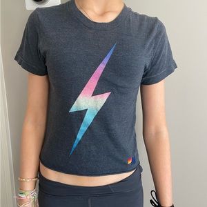 Aviator Nation Rainbow Bolt Graphic Boyfriend Tee - XS